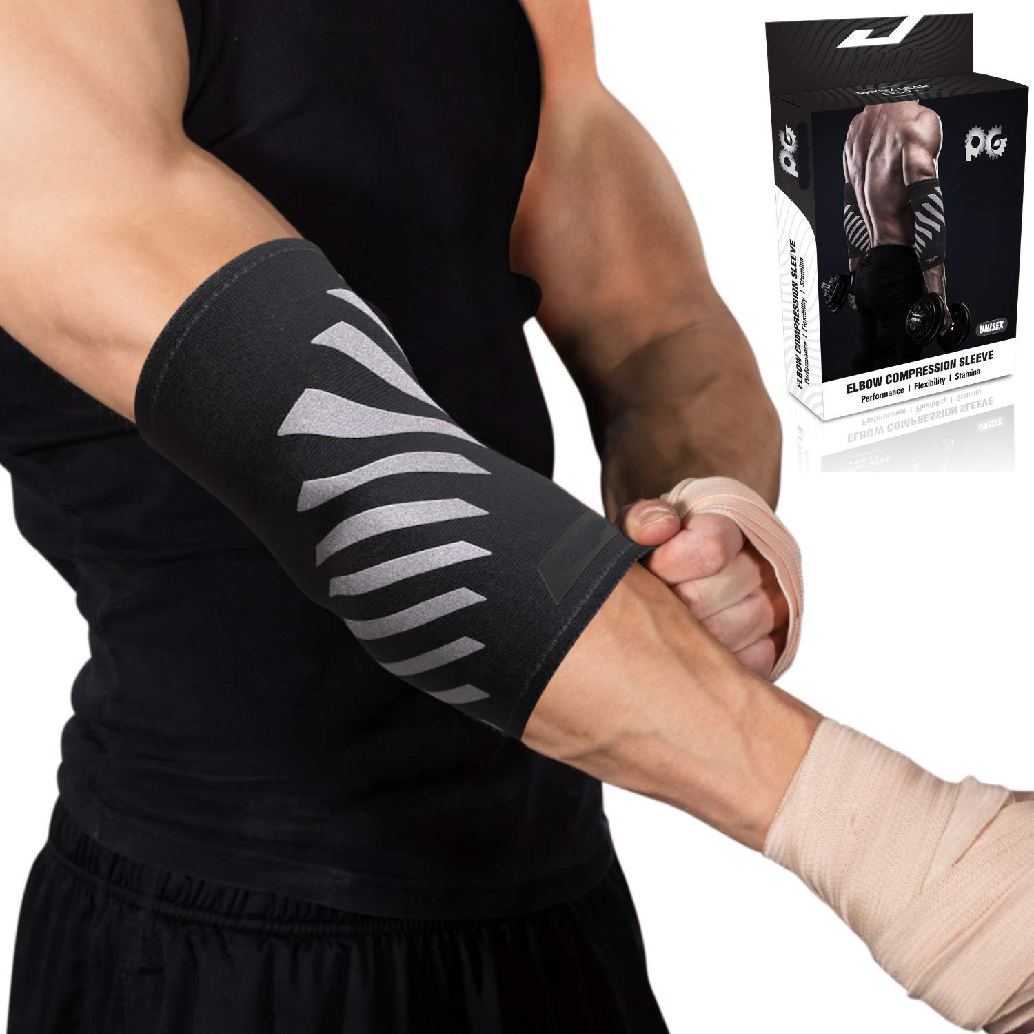 Compression Sleeve for Men & Women - Elbow Brace for Tendonitis and Tennis Elbow Relief